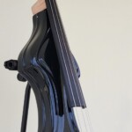 Black Compact Bass with Flame Maple and Purple Heart Neck.